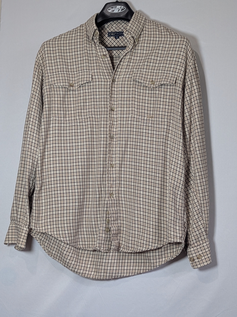 Roper Men’s Small Western Plaid Button Down Shirt 100% Cotton